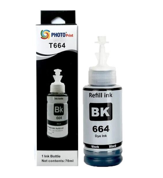 Epson ECOPRINT L3070  664 T6641 Uyumlu Siyah Muadil Mürekkep 70 ML