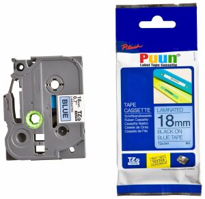Brother P-Touch TZE-541 18mm X 8m Mavi Üzerine Siyah Muadil Laminasyon Etiket Şeridi
