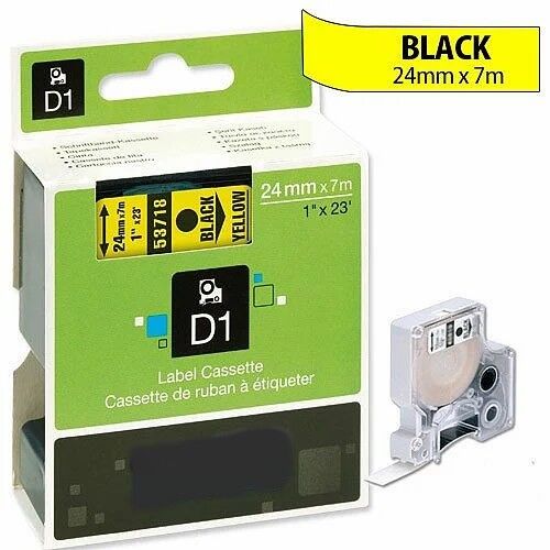 Puun Dymo D1 53718 S0720980 24 mm x 7 Mt. Muadil Sarı Etikete Siyah Yazı Şerit Etiket Kaseti