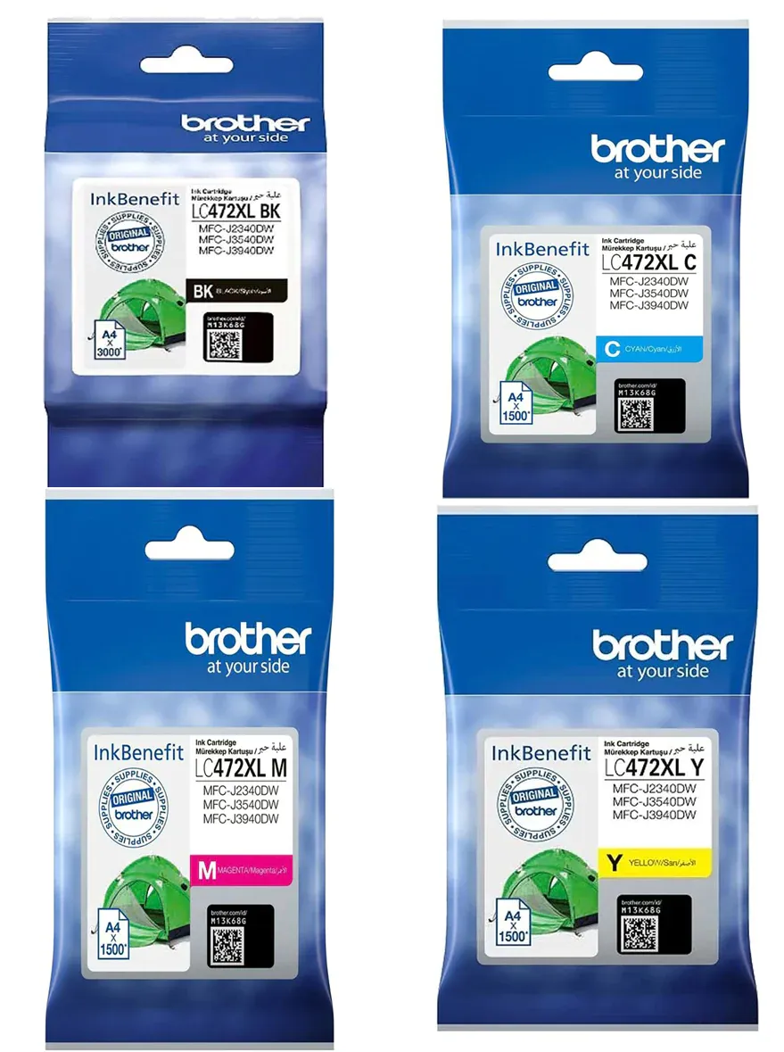 Brother LC472XL BKCMY ORİJİNAL 4 Renk Kartuş Seti / MFC-J2340/J3540/J3940