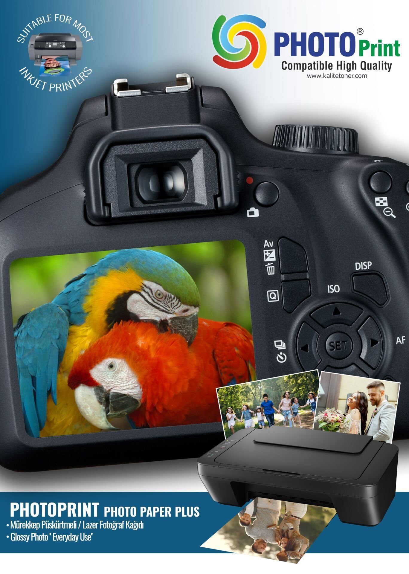 Photo Print Epson Ecotank L3050  Için 50 Adet A4 Parlak Kuşe Kağıt 300 Gram (Tüm Mürekkepli ve Laser Yazıcılar Için)