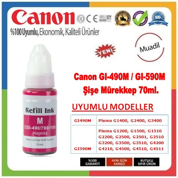 Canon Pixma G1400 GI-490M Kırmızı İthal Muadil Mürekkep - 70 ML