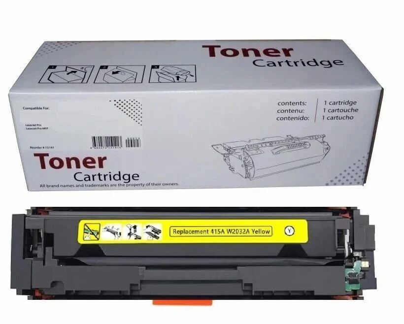 ﻿Hp Color LaserJet Managed E45028dn Yazıcı 415A CHİPLİ Sarı Muadil Toner  2100 Sayfa