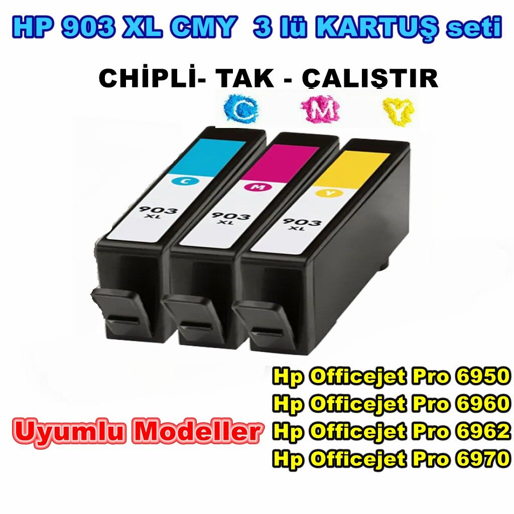Hp 903Xl  CMY 3 RENK Kartuş Seti - Renkli