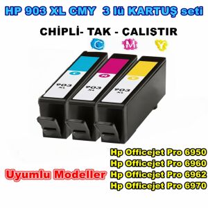 Hp 903Xl  CMY 3 RENK Kartuş Seti - Renkli