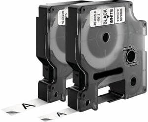 Puun Dymo D1 45013 S0720530 12mm X 7 Mt. Muadil Beyaz Etikete Siyah Yazı Etiket Kaseti 2 Adet