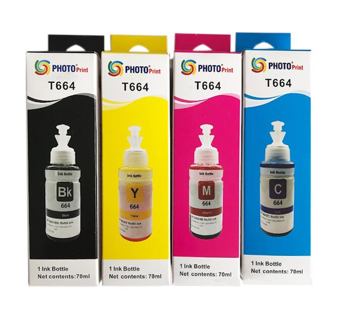 Photo Print Epson 664 T6641 L3050 Uyumlu 4 Renk Ithal Muadil Mürekkep Seti 4 x 70 ml