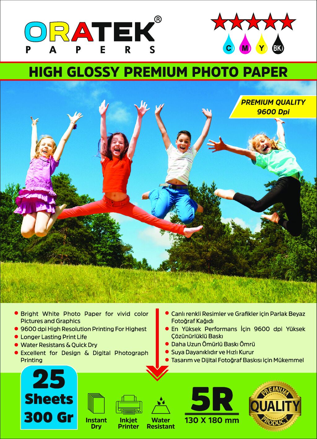 Epson T664/6641 L550 Evertday Premium Parlak 13x18cm Fotoğraf kağıdı 300 gr. 25 Adet