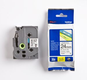 Brother TZe-251 24mm X 8 Mt. Beyaz üzerine Siyah Laminasyonlu Etiket Şeridi (TZe Tape) ORİJİNAL