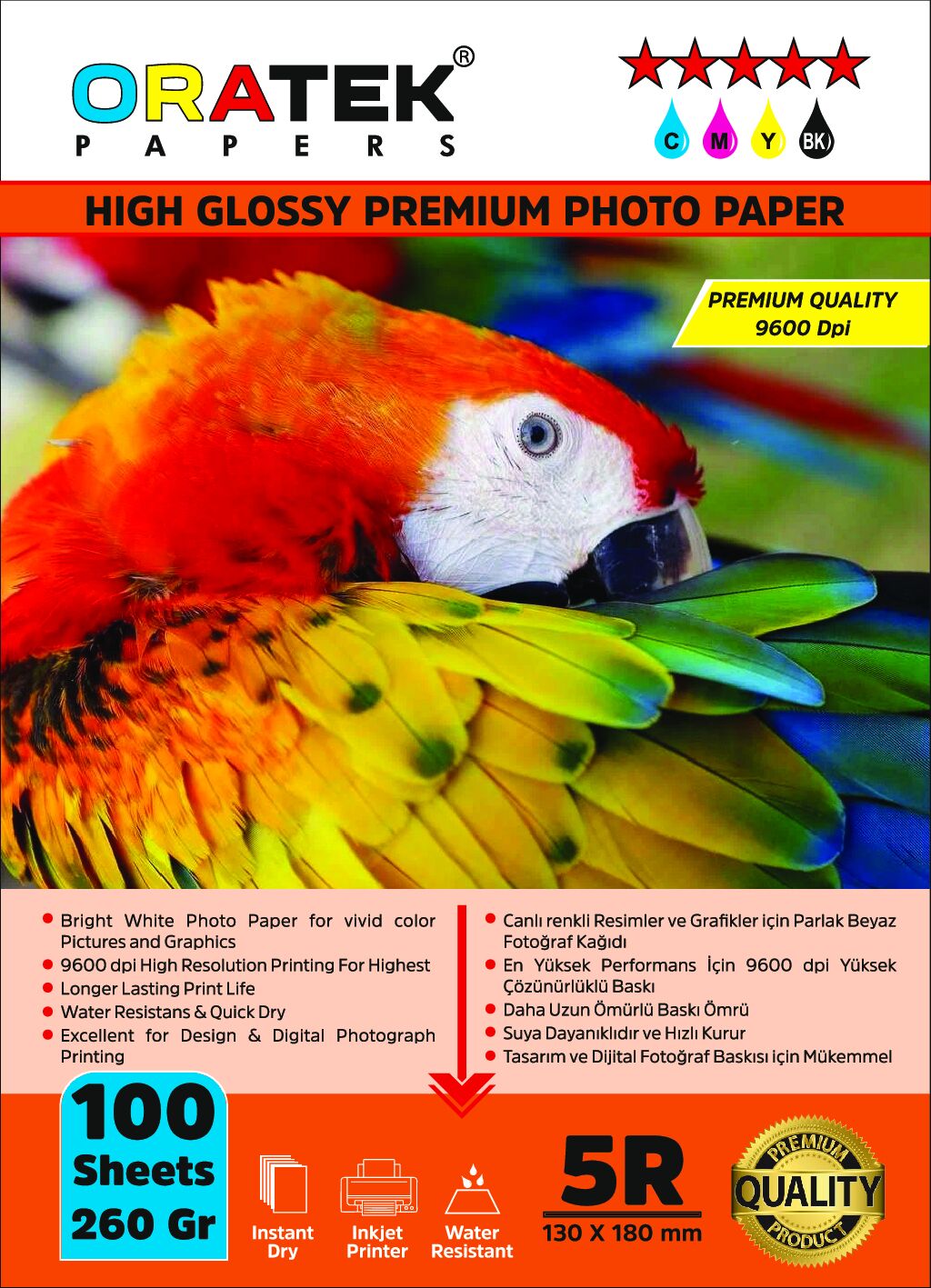 Canon E204 Yazıcı için Pg-46 Cl-56 Evertday Premium Parlak 13x18cm Fotoğraf kağıdı 260 gr. 100 Adet